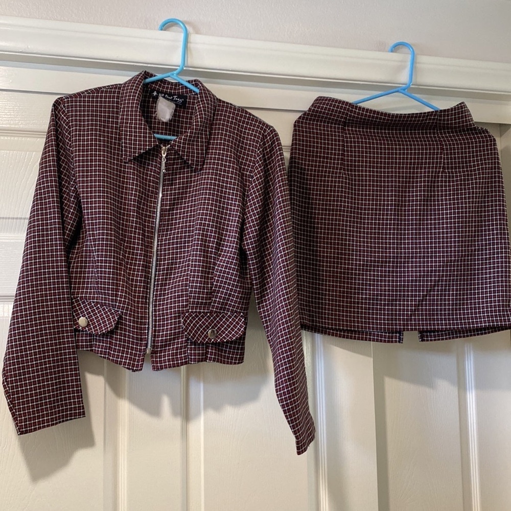 True vintage 90’s all that jazz plaid skirt suit set clueless vibes